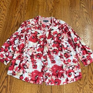 Karen Scott red floral top 1X